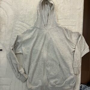 Heather Light Gray Full-Zip Hooded Sweatshirt
